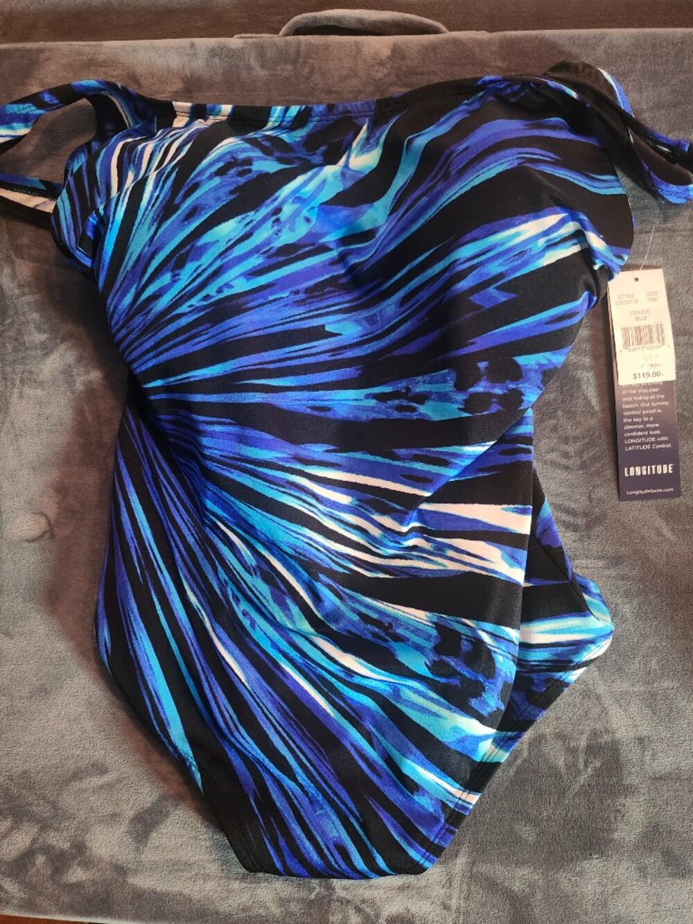 Longitude 18W Woman's One Piece Swimsuit LO13110 NWT Blue Print